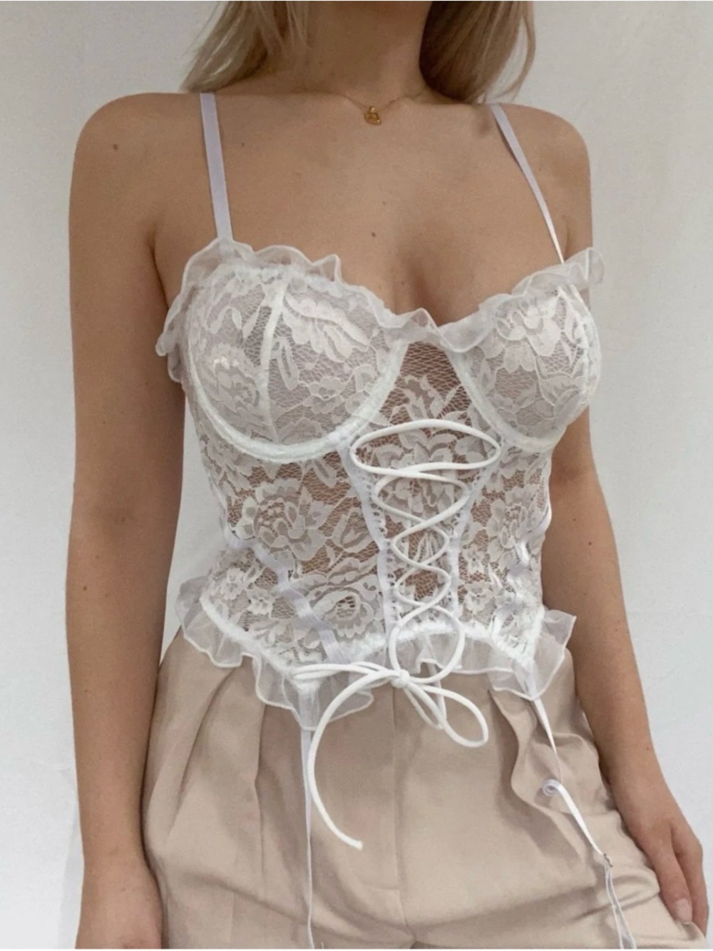 White Lace Corset Top